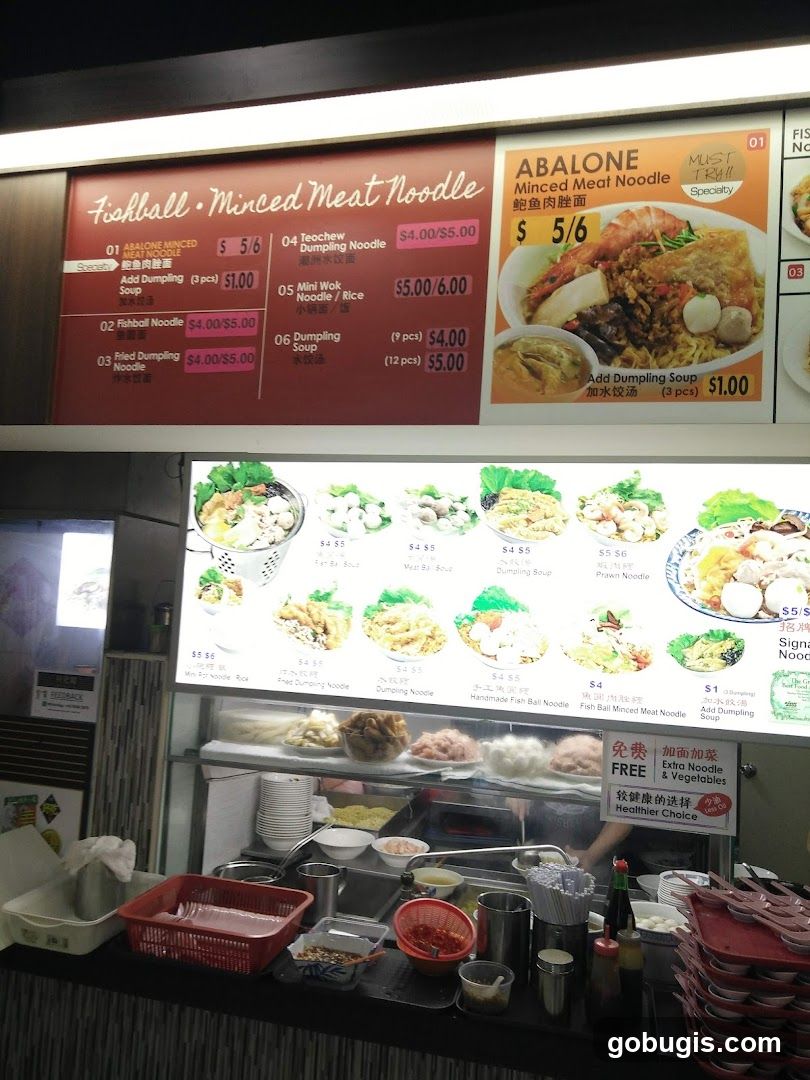 Fishball Minced Meat Noodle Menu