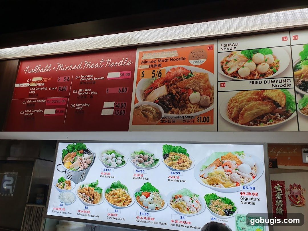 Fishball Minced Meat Noodle Menu