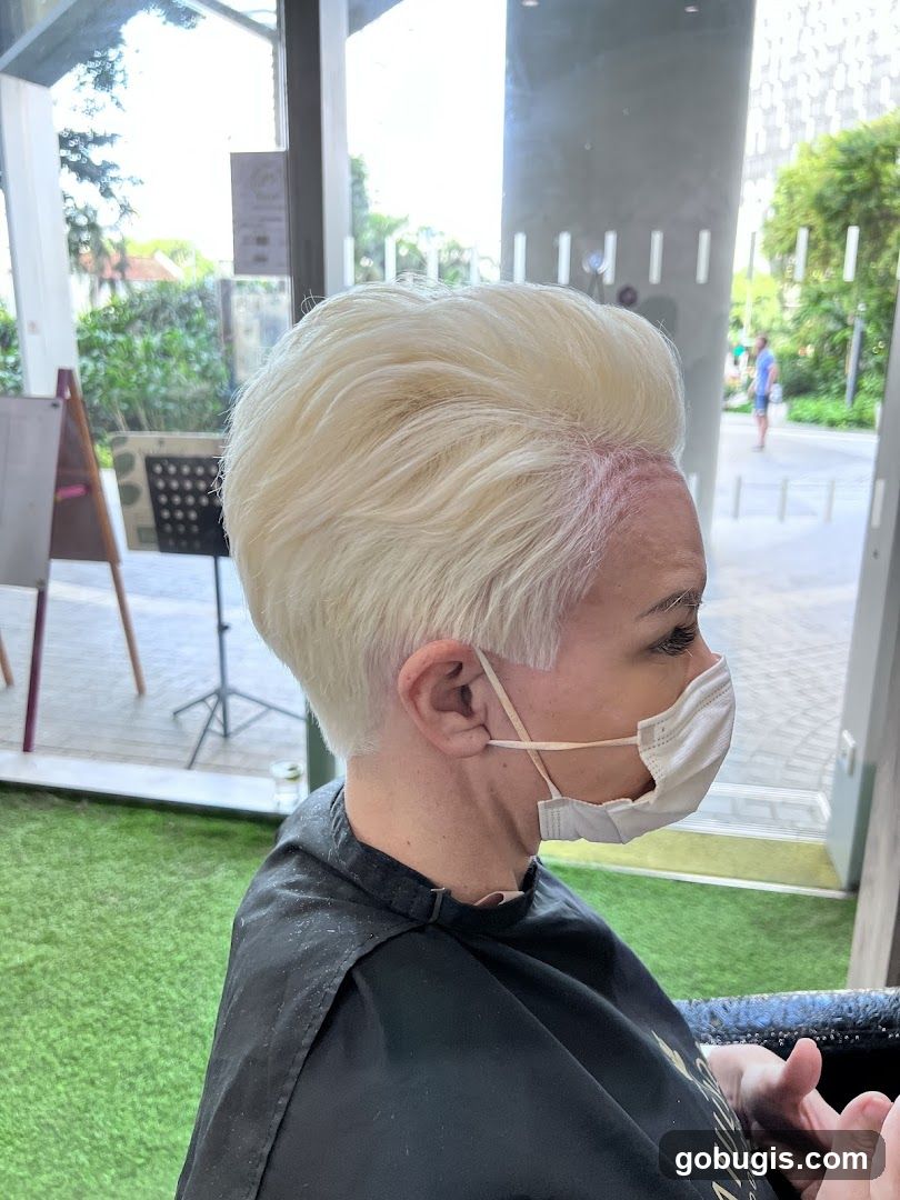 Woman with Blonde Hair and Mask