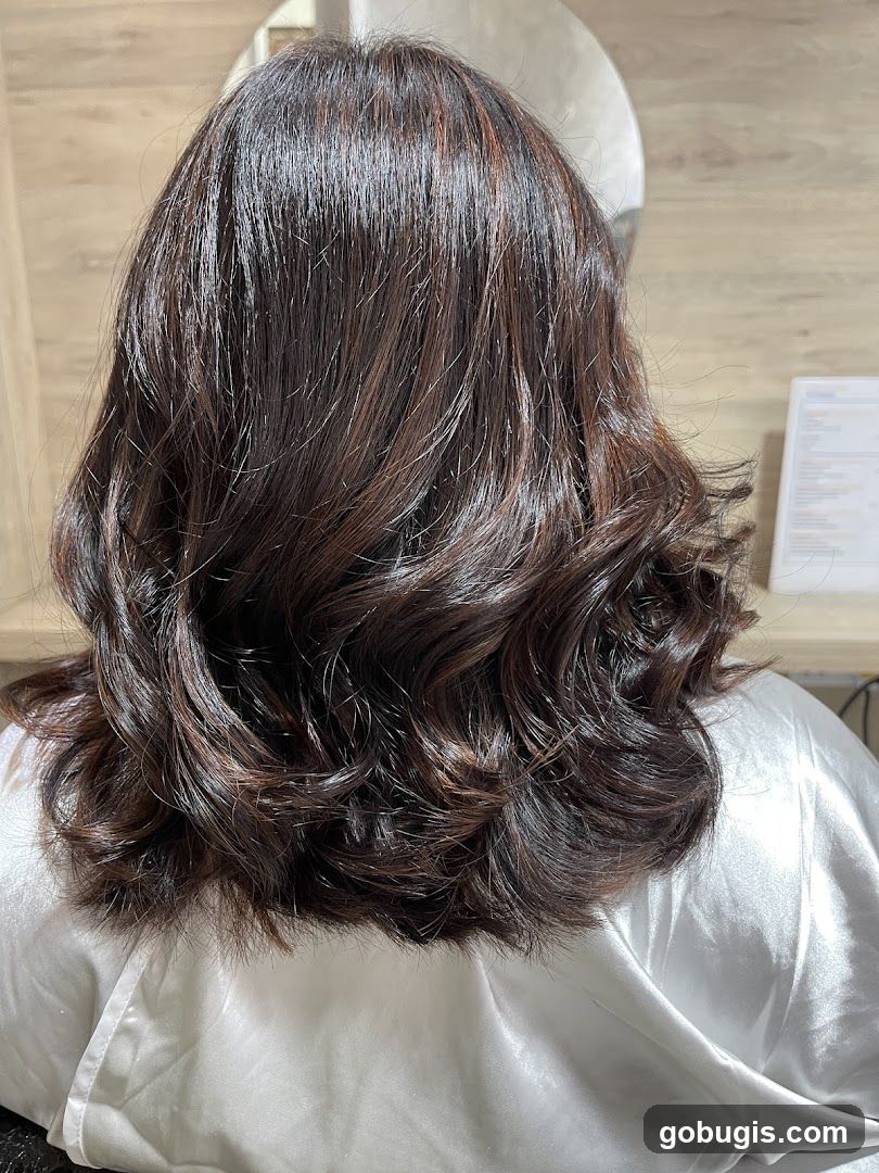Woman's styled dark hair