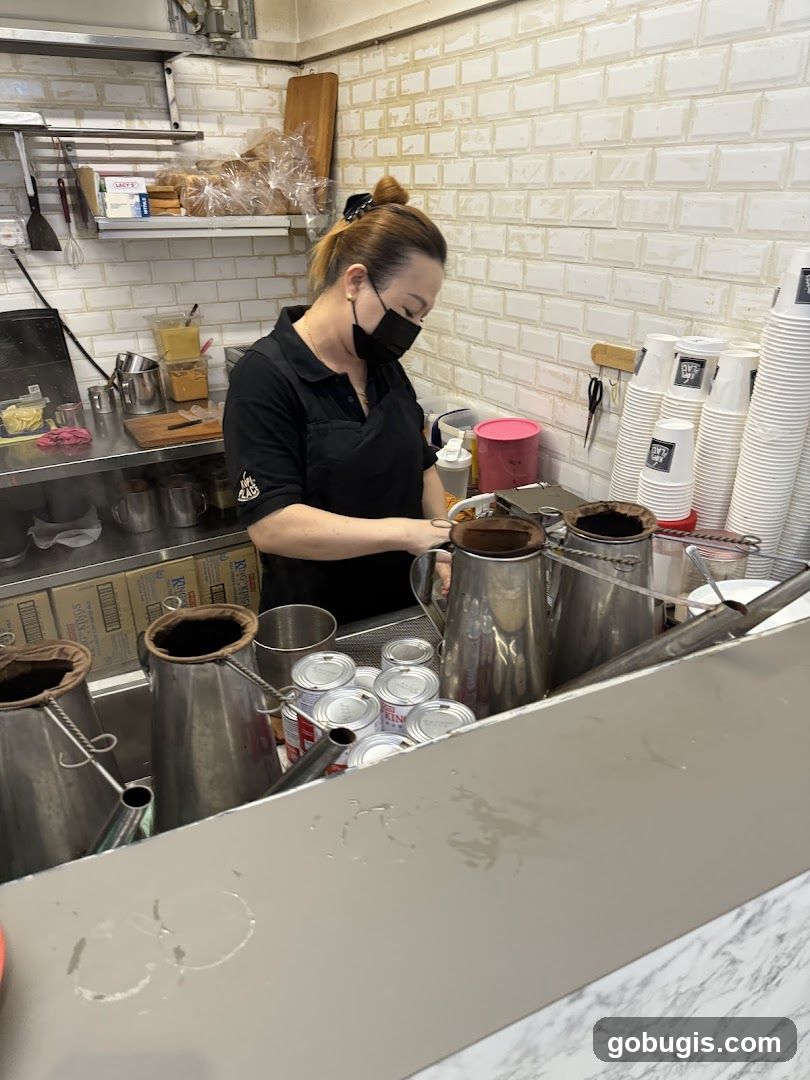 Barista preparing drinks