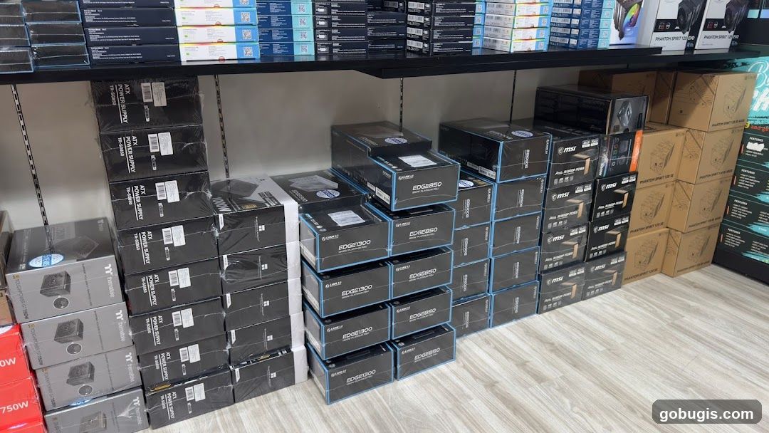 Computer Components on Shelves