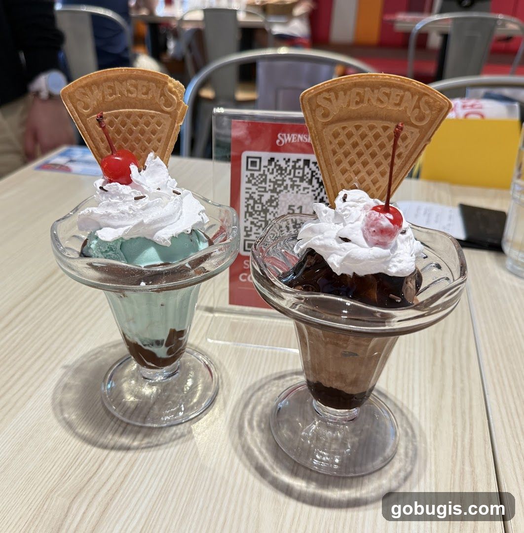Two ice cream sundaes
