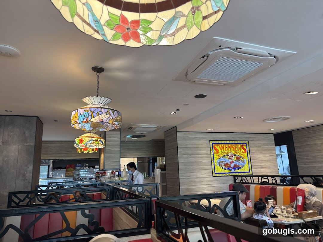 Restaurant Interior with Stained Glass Lamps