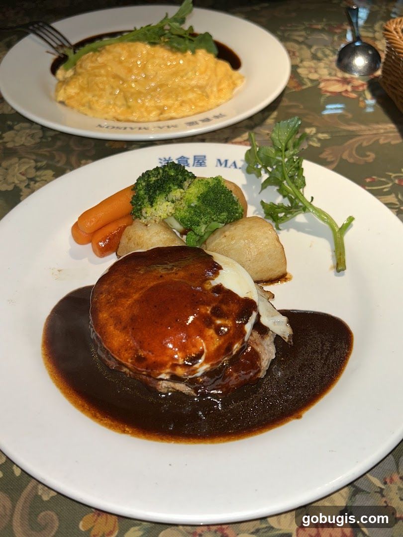 Omurice and Hamburger Steak
