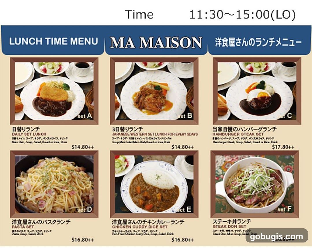 MA MAISON Lunch Menu