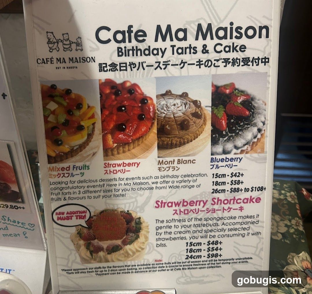 Cafe Ma Maison Birthday Tarts & Cake