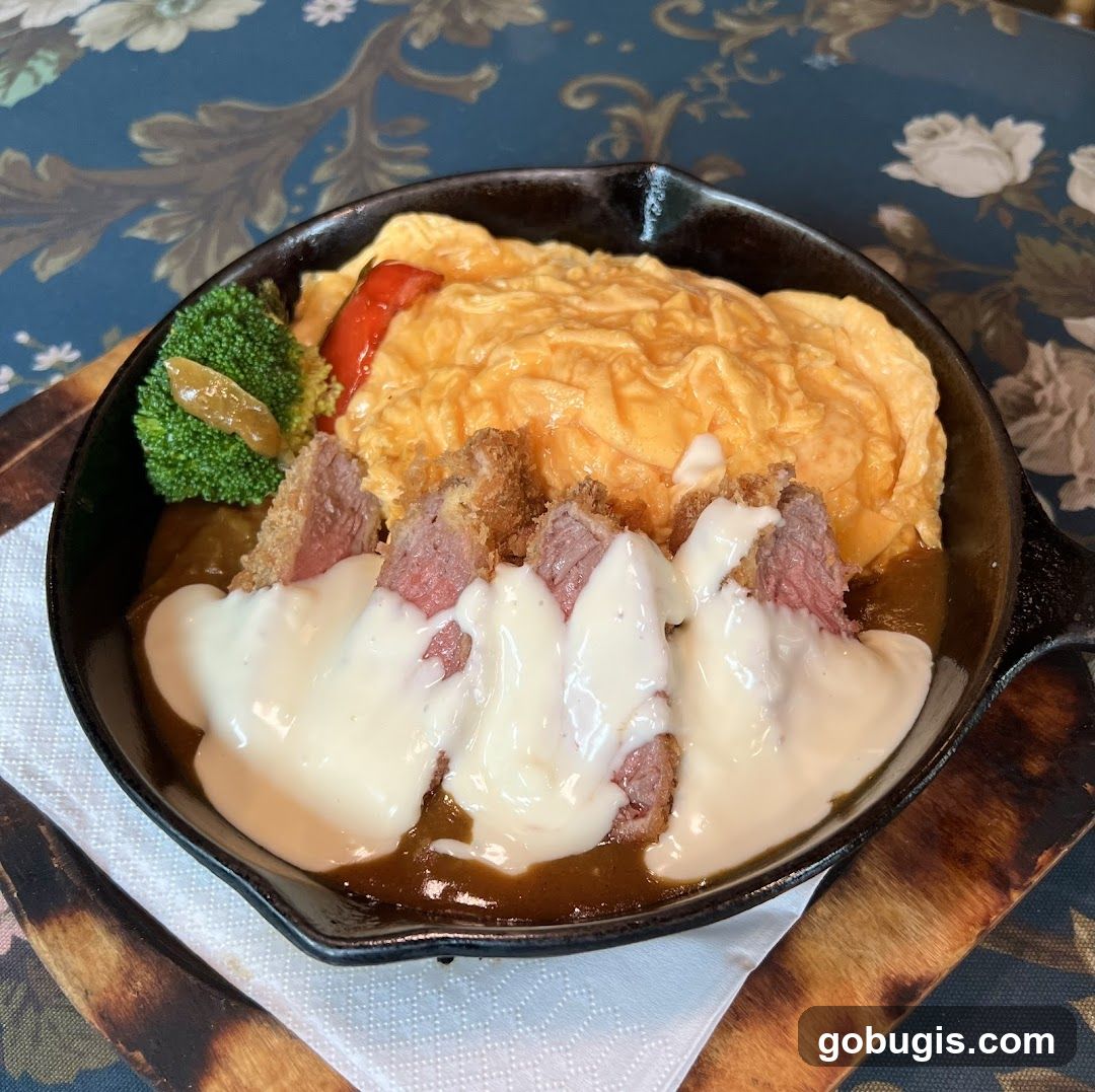 Omurice with Fried Meat and Sauce