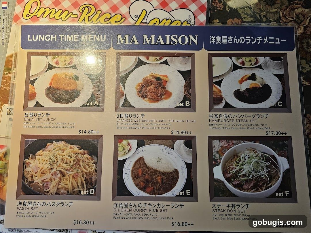 LUNCH TIME MENU MA MAISON