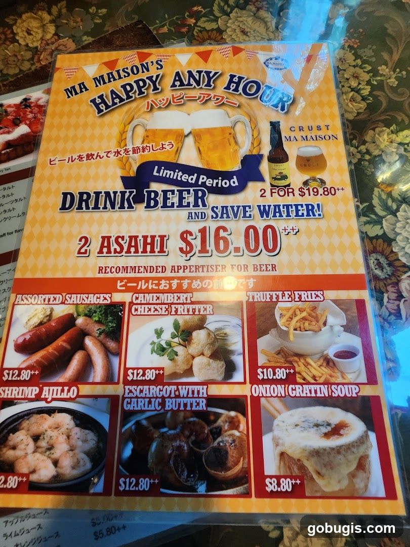 MA MAISON'S HAPPY ANY HOUR