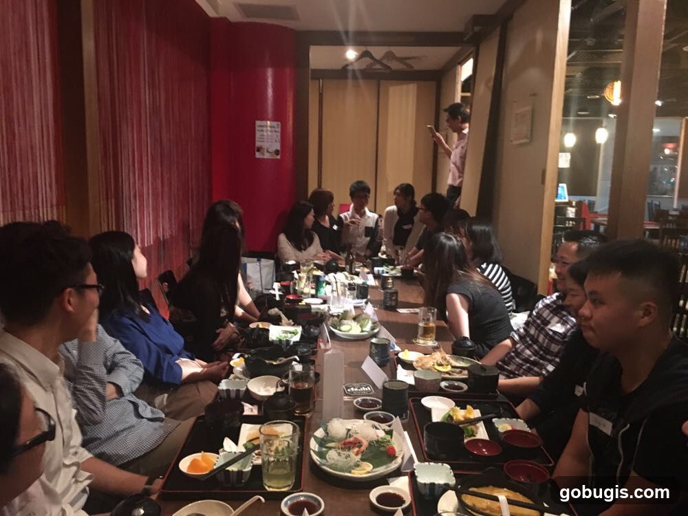Group dining at a Japanese restaurant