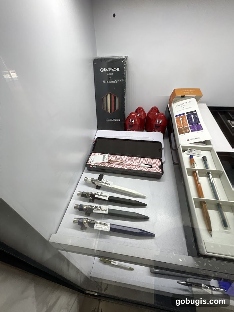 Display of pens and art supplies