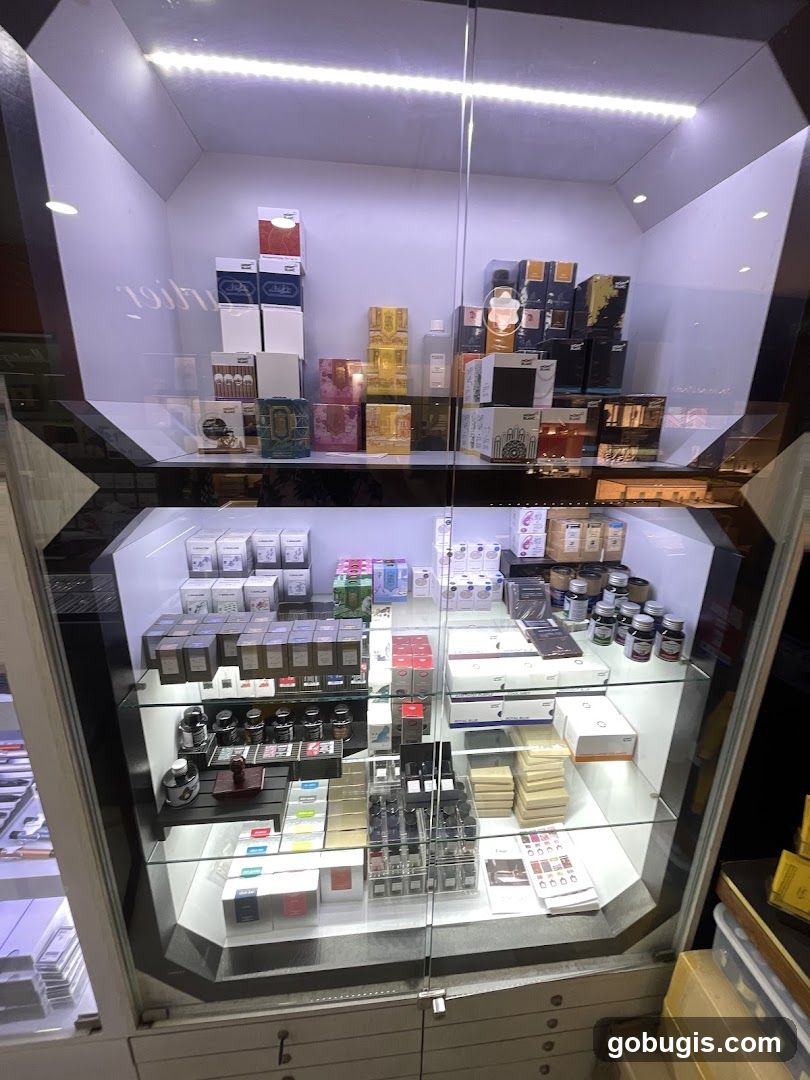 Display Case with Perfume and Ink Bottles