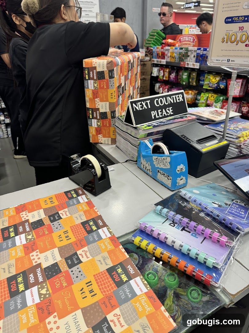 Counter with Gift Wrapping Supplies