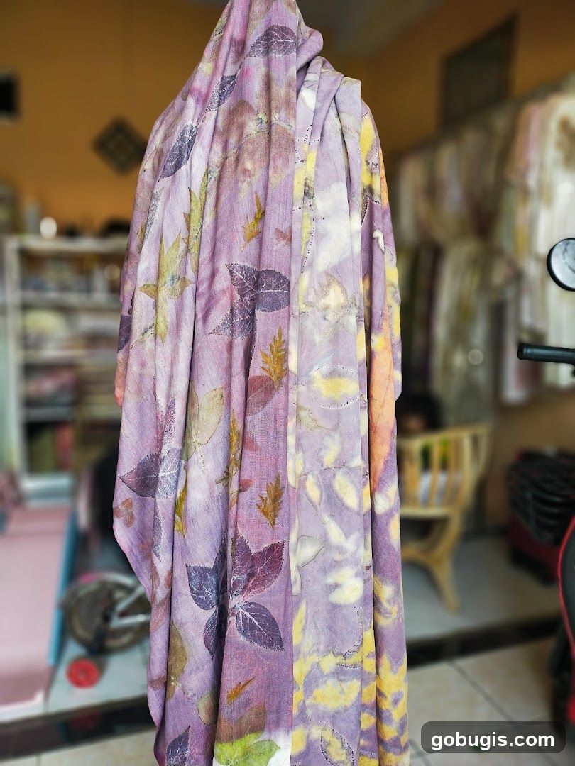 Fabric with leaf prints