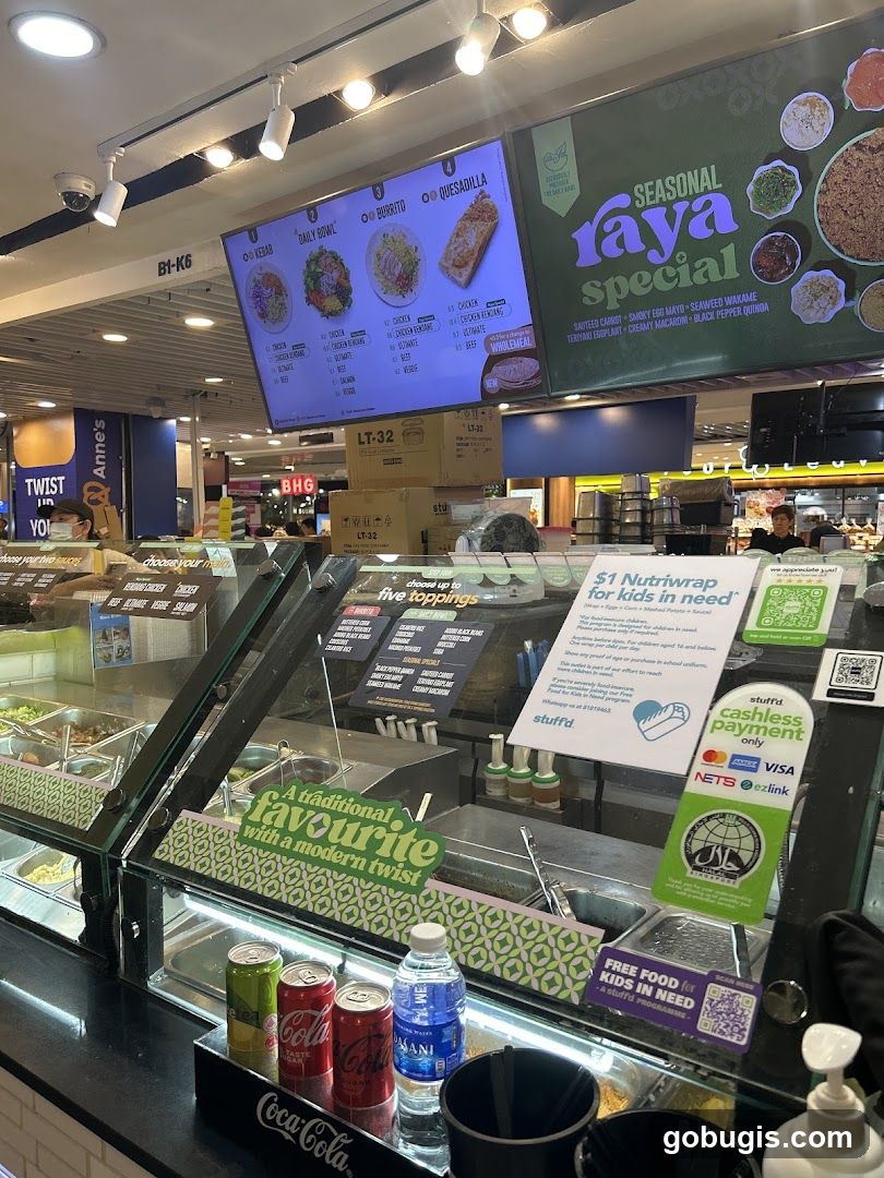 Food counter with menu display
