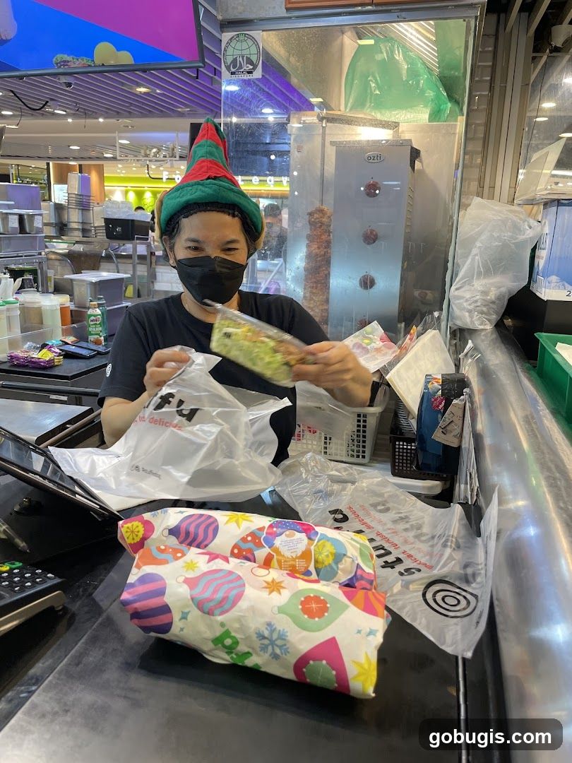 Food vendor preparing order