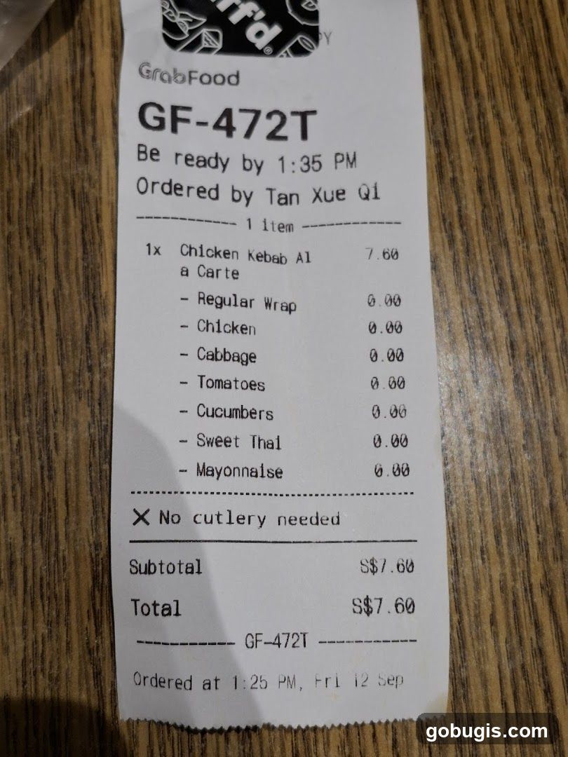 GrabFood Order Receipt