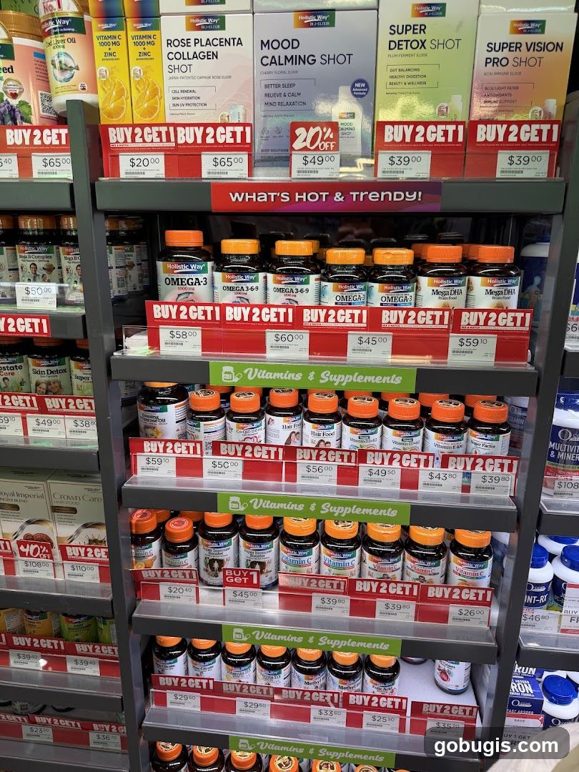 Vitamins and Supplements Display