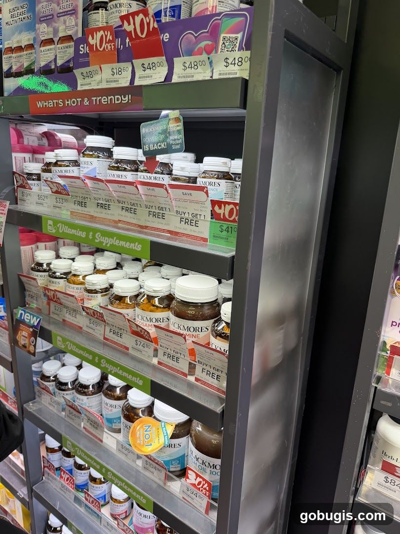 Vitamins and Supplements Display