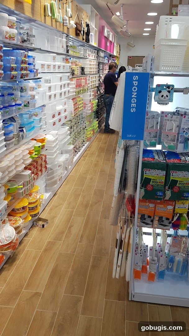 Aisle of Storage Containers and Cleaning Supplies