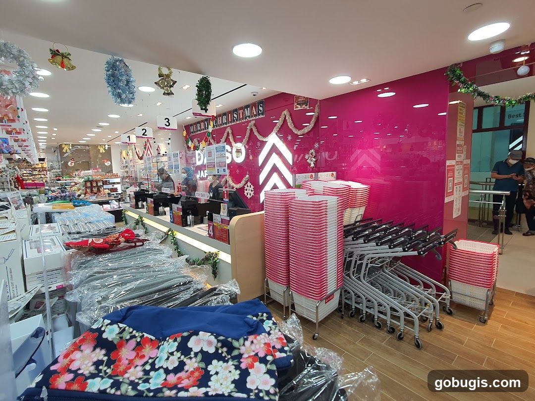 Daiso Store Interior with Christmas Decorations