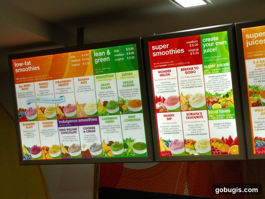 Smoothie and Juice Menu