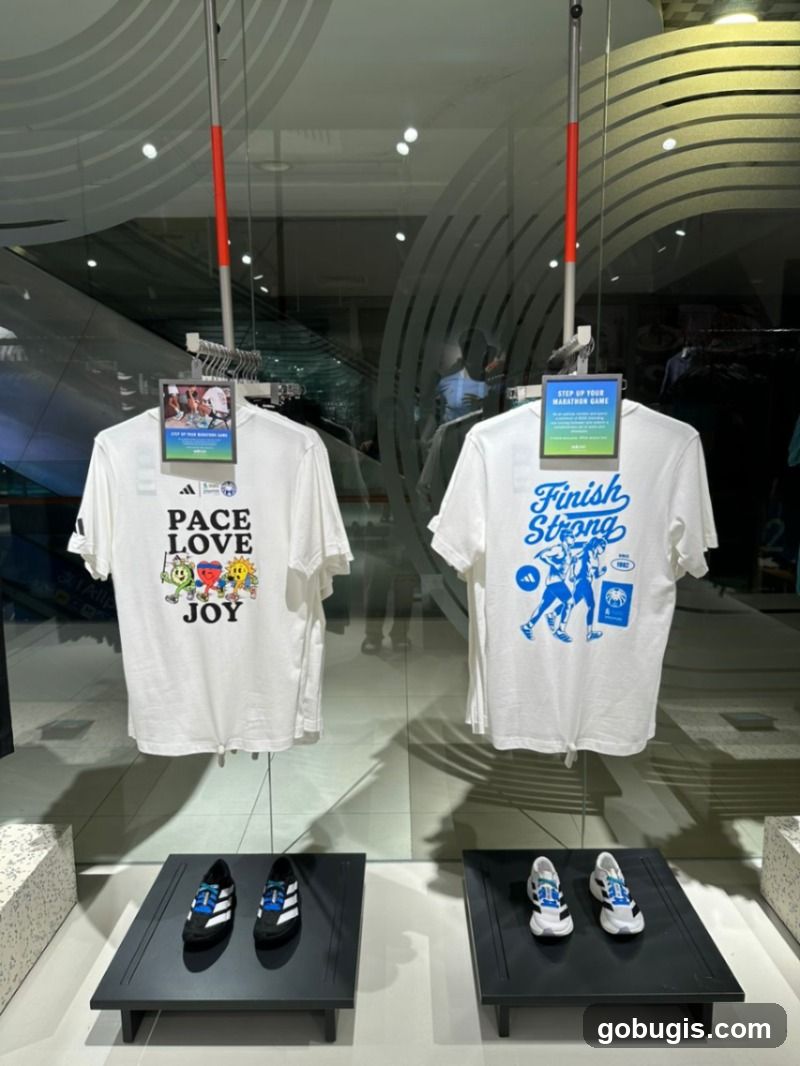 Adidas T-shirts and Shoes Display