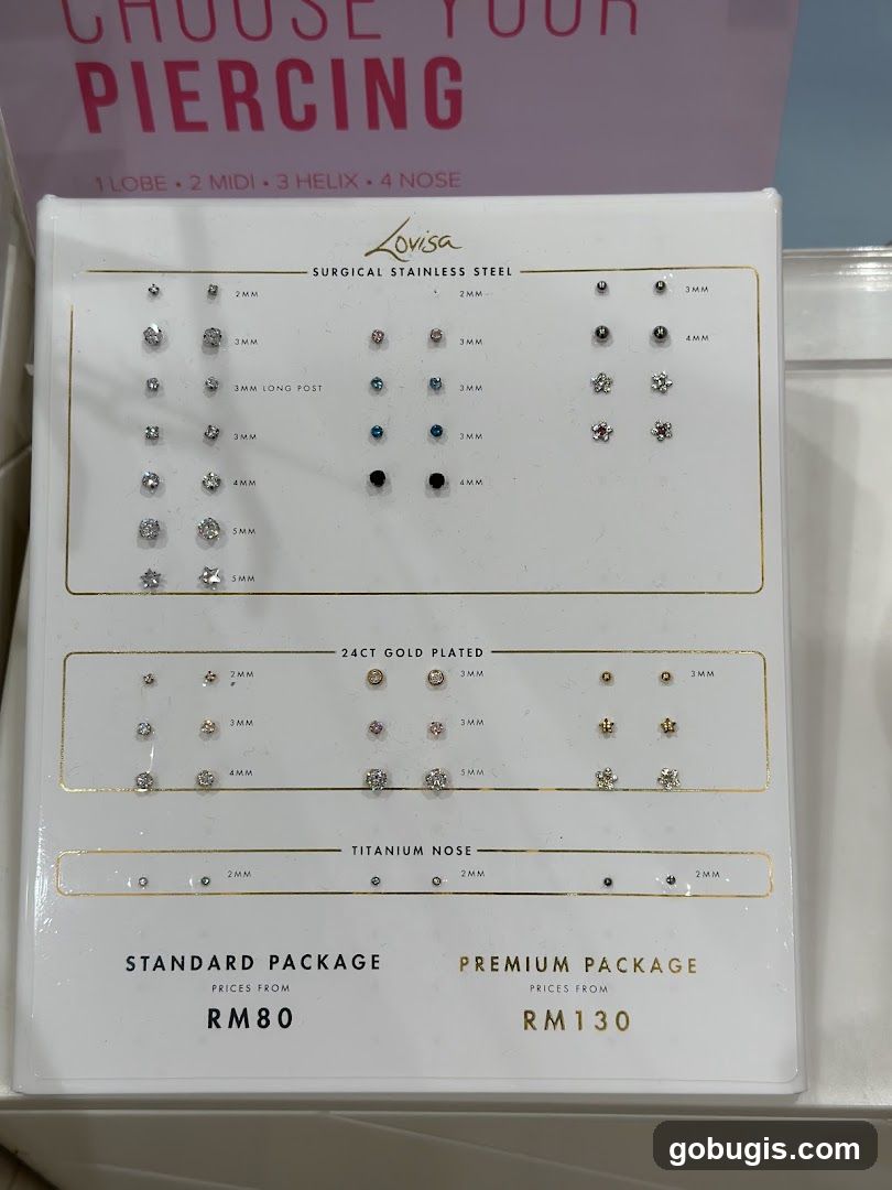 Lovisa Piercing Options