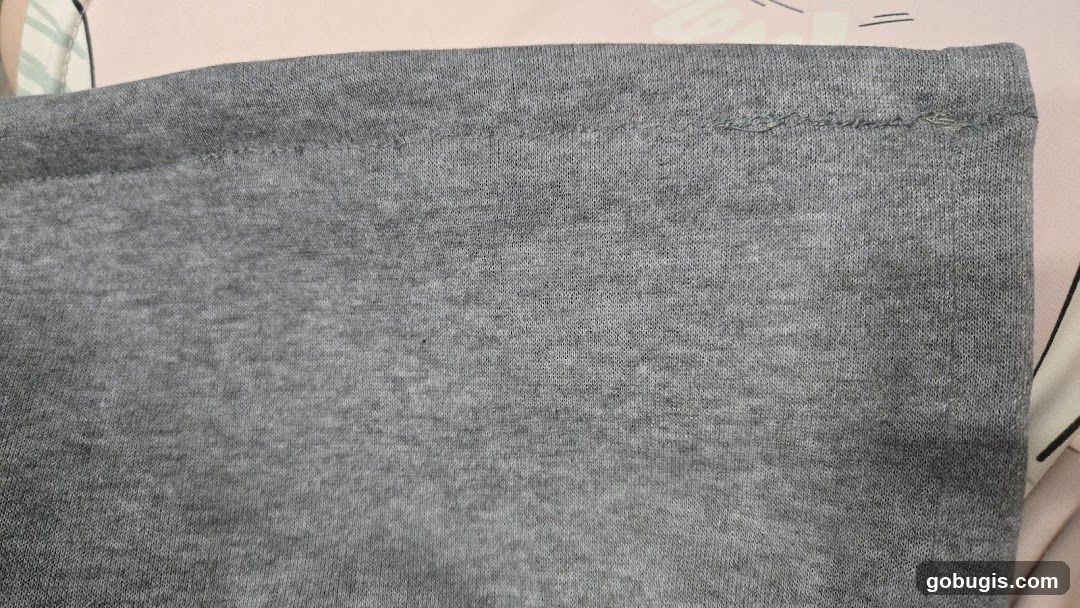 Close-up of Grey Fabric Seam