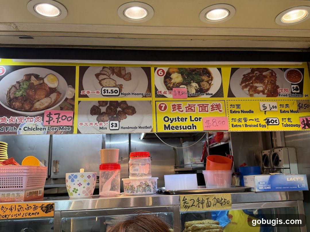 Food stall menu with images and prices