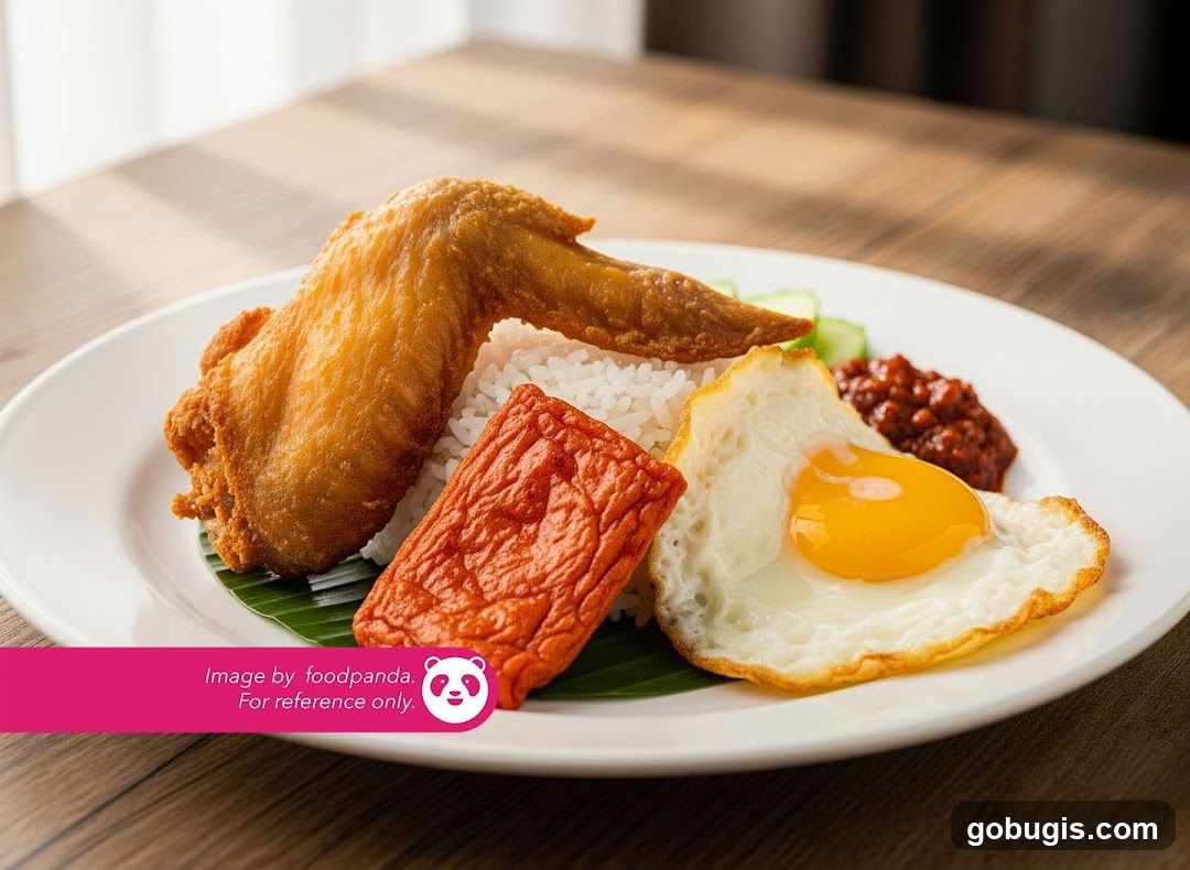 Nasi Lemak with Fried Chicken Wing