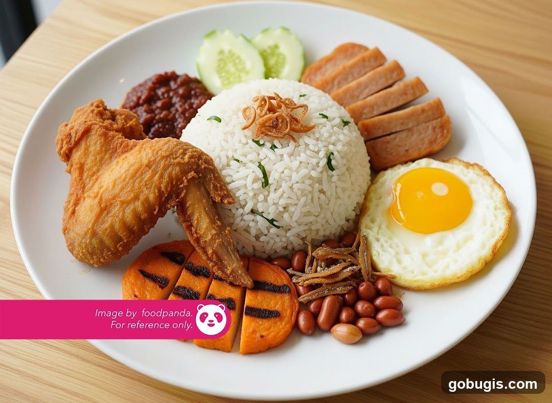 Nasi Lemak with Fried Chicken