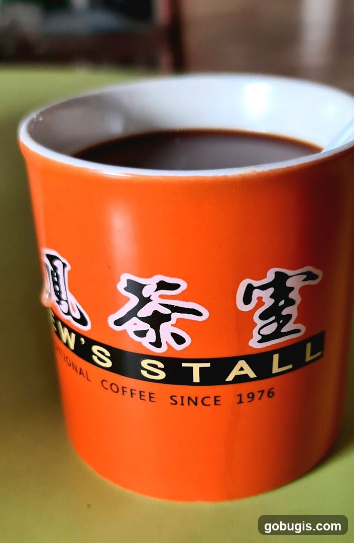 Coffee in a branded mug