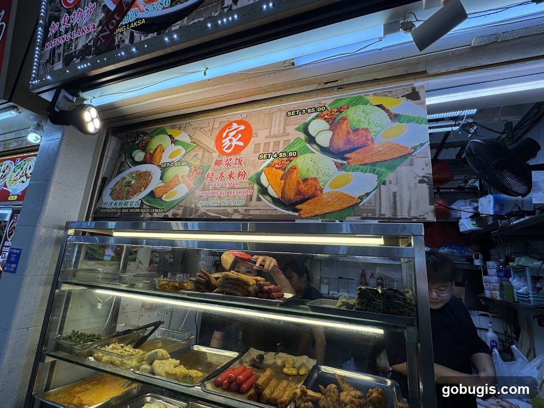 Food stall with menu and display case