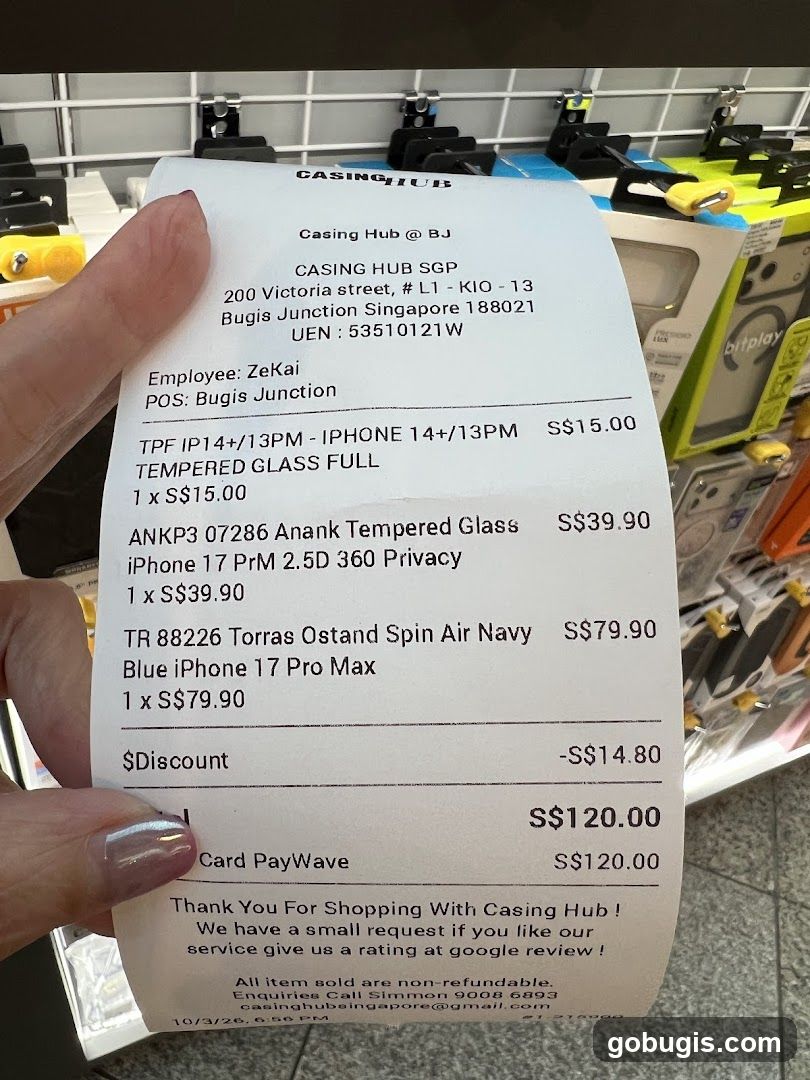 Receipt from Casing Hub