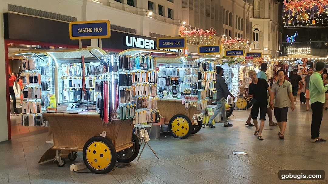 Street stalls selling phone cases