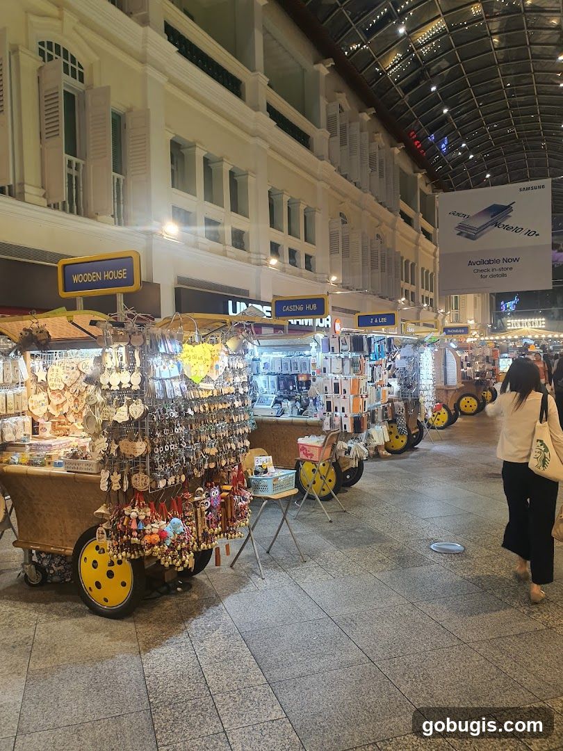 Market Stalls with Souvenirs and Phone Accessories