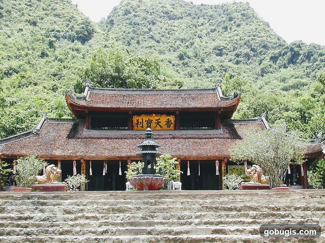 Temple Entrance with Lion Statues