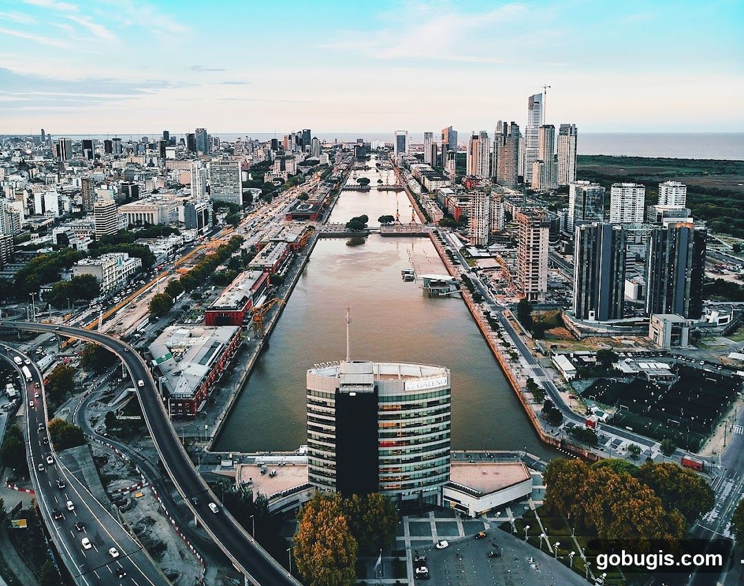 Aerial View of a City Harbor