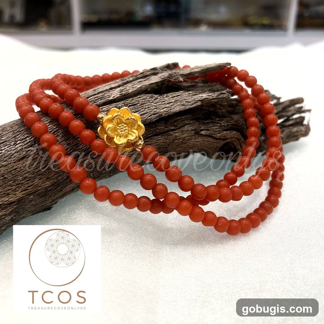 Coral and Gold Bracelet