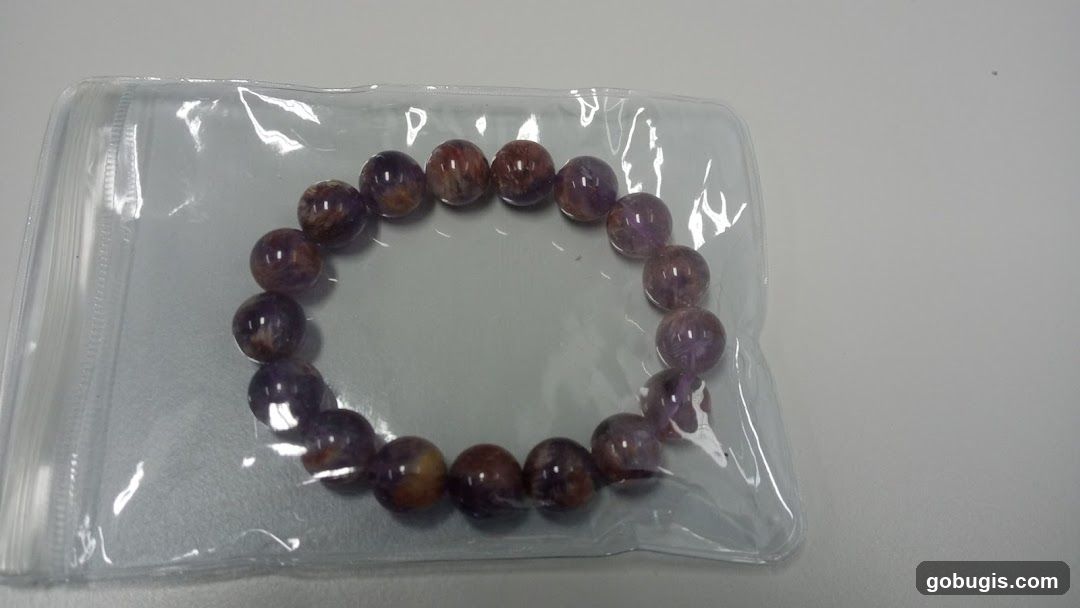 Beaded bracelet in plastic packaging