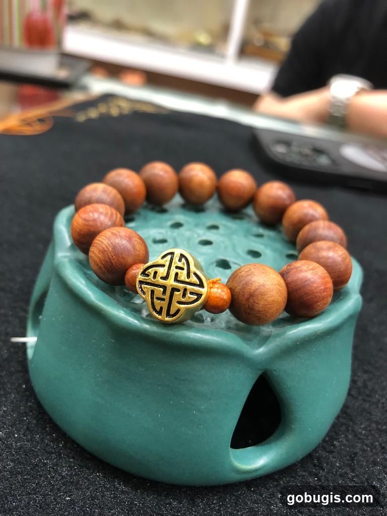 Wooden Beaded Bracelet with Charm