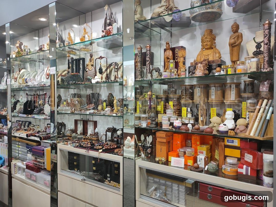 Store Display of Figurines and Jars