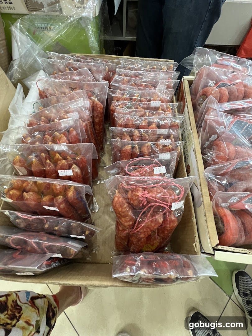 Sausages and dried fruits