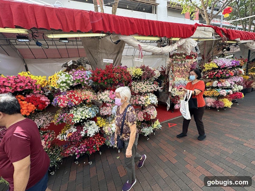 Flower Stall with Shoppers