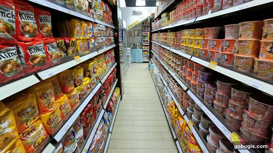 Aisle of Instant Noodles and Snacks