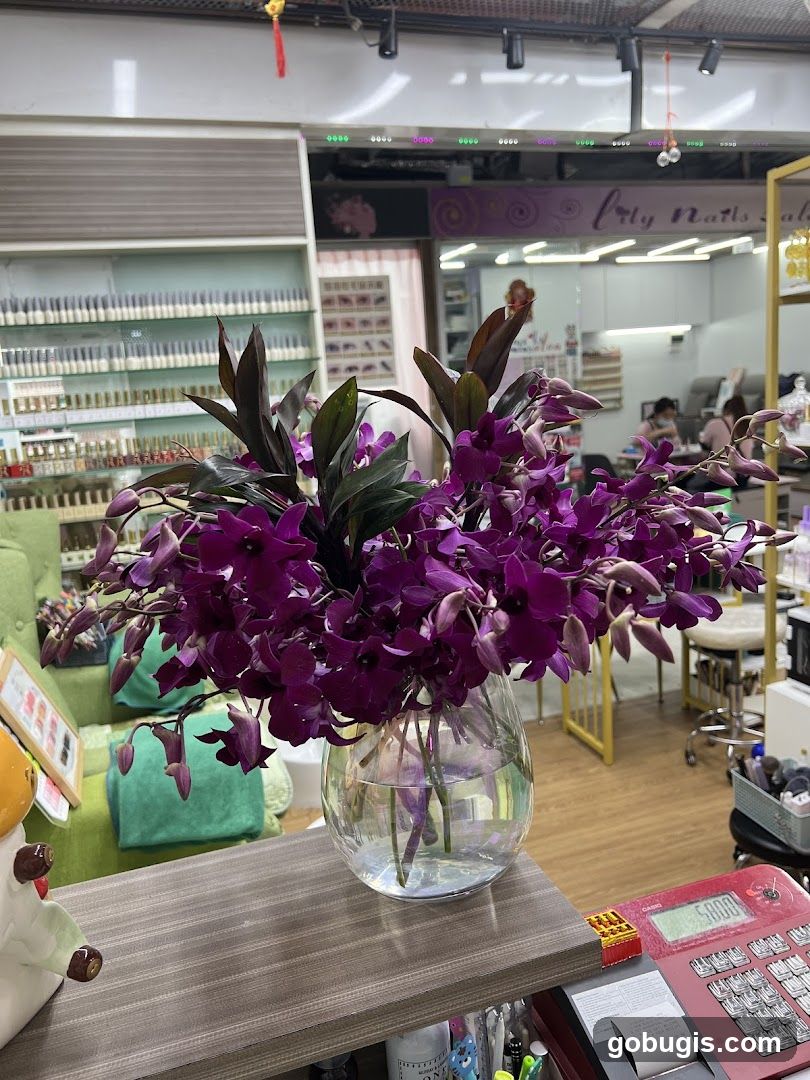 Nail Salon Interior with Flowers