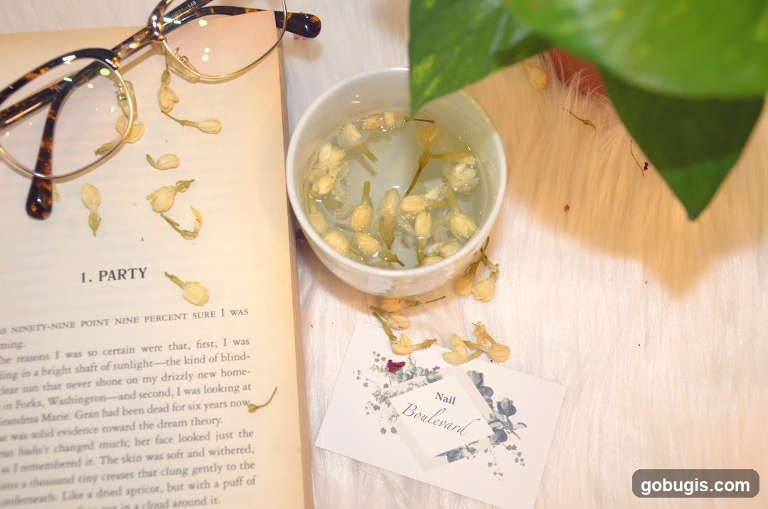 Book, Tea, and Business Card