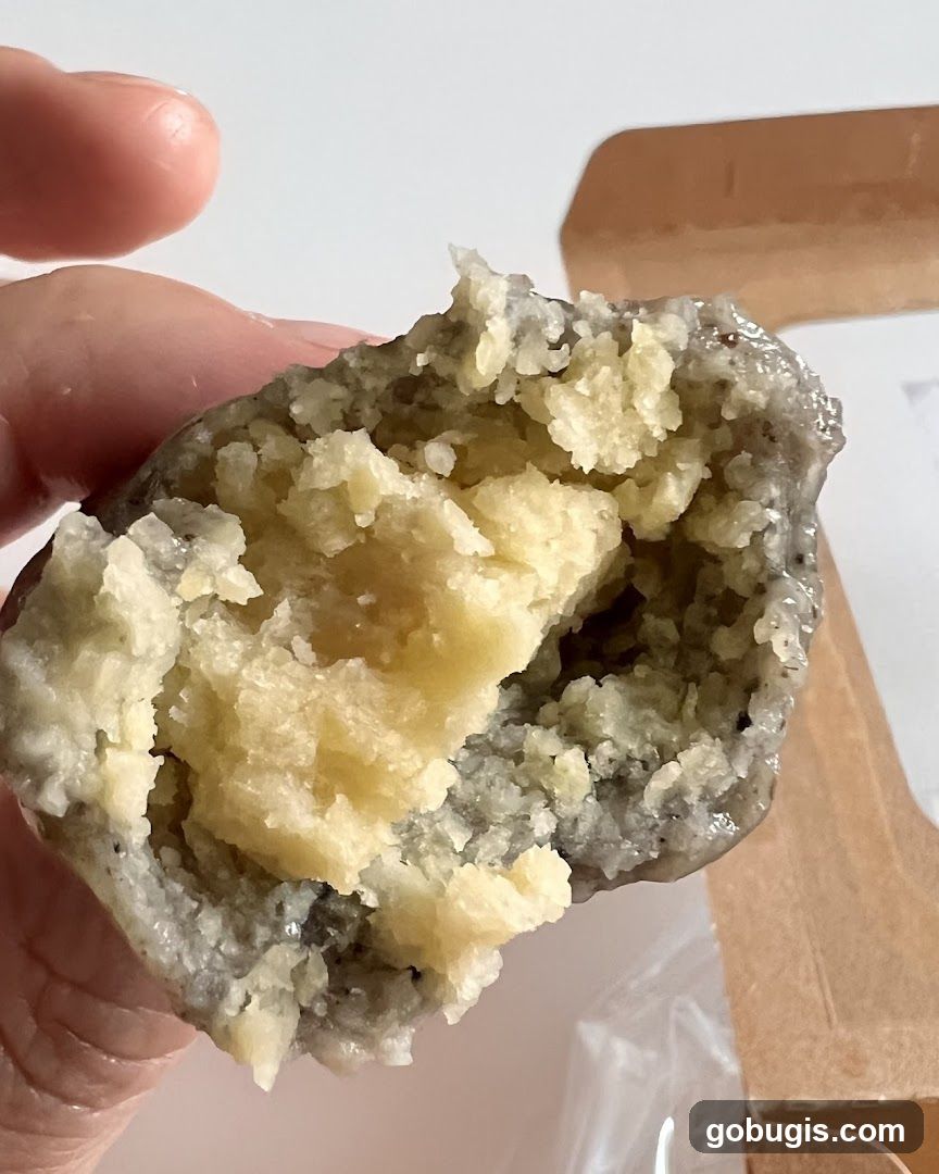 Close-up of a pastry with filling